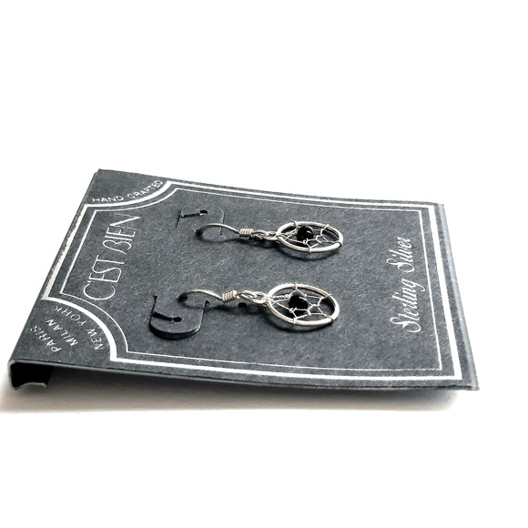 925 Sterling Silver Dream Catcher Wire Hook Dangle Earrings Southwestern NEW - Picture 5 of 5